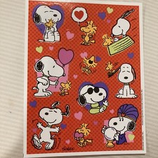 Vintage Hallmark Sticker Sheet Peanuts Snoopy Valentines Day