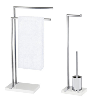 WENKO, Handtuchhalter, WC-Garnitur und Toilettenpapier-Rollenhalter Noble White