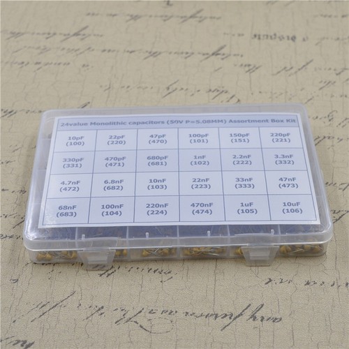 1200pcs 24 values (10pF~10uF) Multilayer ceramic capacitors Assortment Box kit - Picture 3 of 3