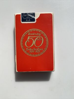 Vintage 1979 Delta Air Lines Playing Cards (Celebrating 50 Years) SEALED Red