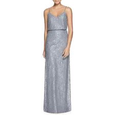 After Six Dress Metallic Silver Lace Gown Prom Dress Women Size 6 NWOT