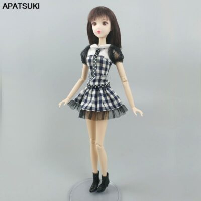 White Black Plaid Doll Dress For 11.5" Doll Clothes Short Dresses Gown 1/6  Toys | eBay