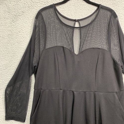 Abito Torrid da donna nero svasato midi tasche maniche a maglia tasche collo taglia 18 - Foto 7 di 16