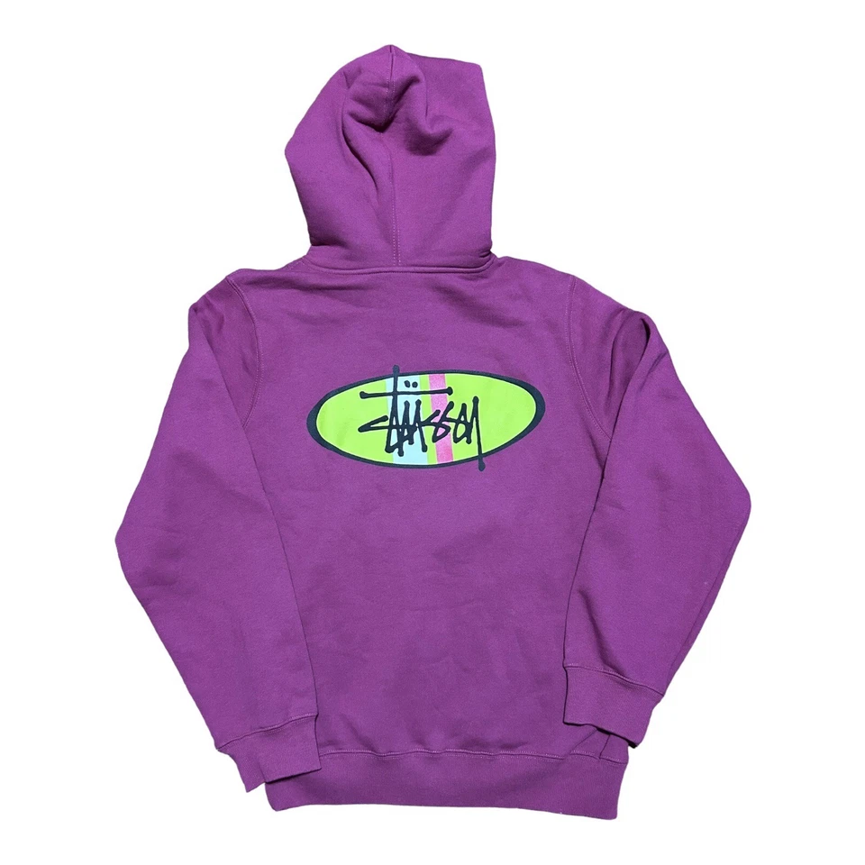 Sudadera con Capucha Stussy Vintage Para Hombre Pequeña Magenta DEFECTUOSA Foto 2 de 4