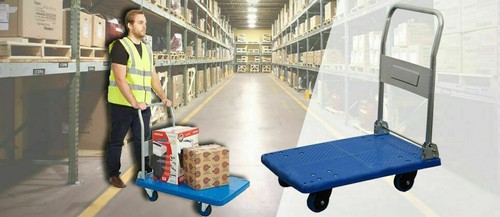Platform Folding 4 Wheels Trolley Hand Truck Foldable Cart Strong Plastic 300kg - Picture 3 of 10