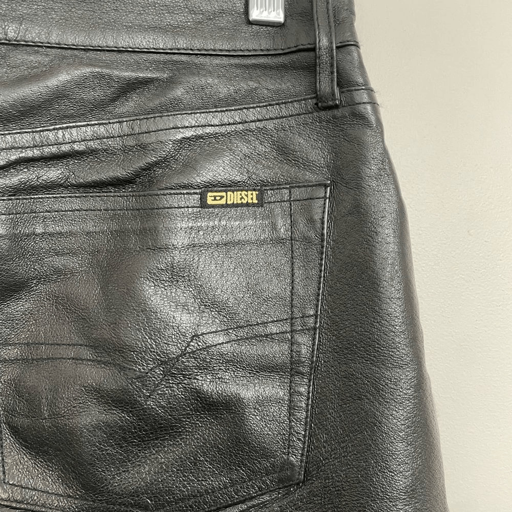 Diesel Leather Straight Leg Motorcycle Pants - image 7