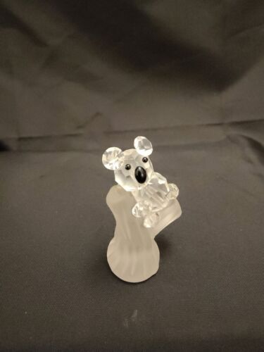 Glass Crystal Koala Bear Ornament Figurine 5cm Tall VGC Frosted Glass Tree - Picture 6 of 8