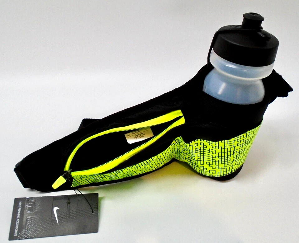 Nike Waist Pack Hidratación 22 OZ Botella Cinturón para Correr Adulto Negro/Voltio Foto 3 de 4