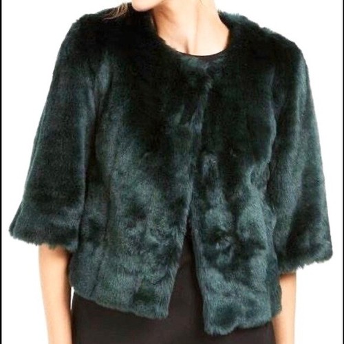 emerald green faux fur cropped coat 
