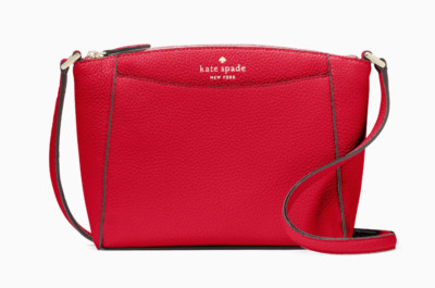 New Kate Spade Monica Pebbled Leather Crossbody Perfect Cherry