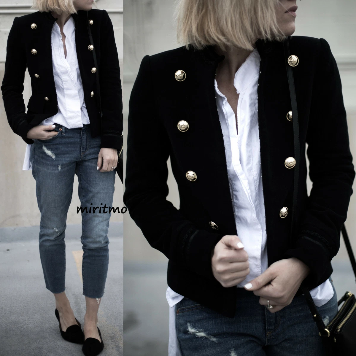 Zara black military jacket sale