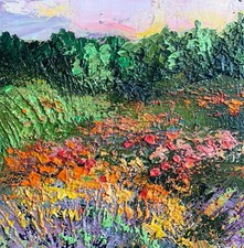 Dipinto Olio Impasto Originale Montagna Parco Nazionale