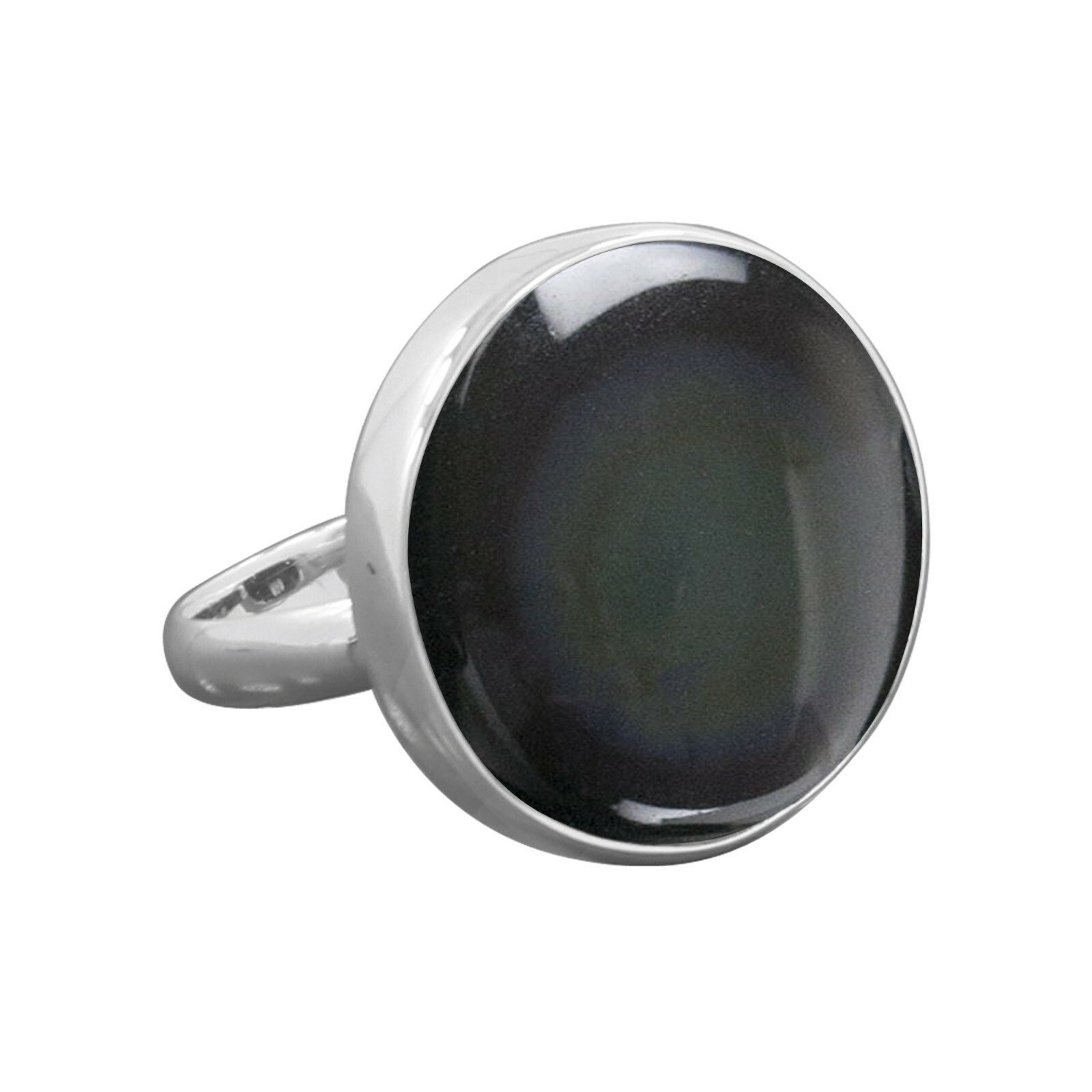 Solid Black Obsidian ring 925 sterling 