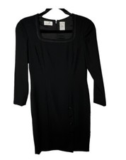 Vintage Liz Claiborne Dress Women’s Size 4 Black Square Neck Fitted Pencil LS