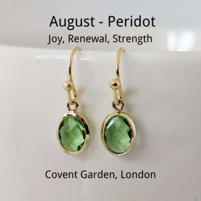 UK ovale Geburtsstein Ohrringe Kristall 18k Gold gefüllt französische Haken Geburtstagsgeschenk