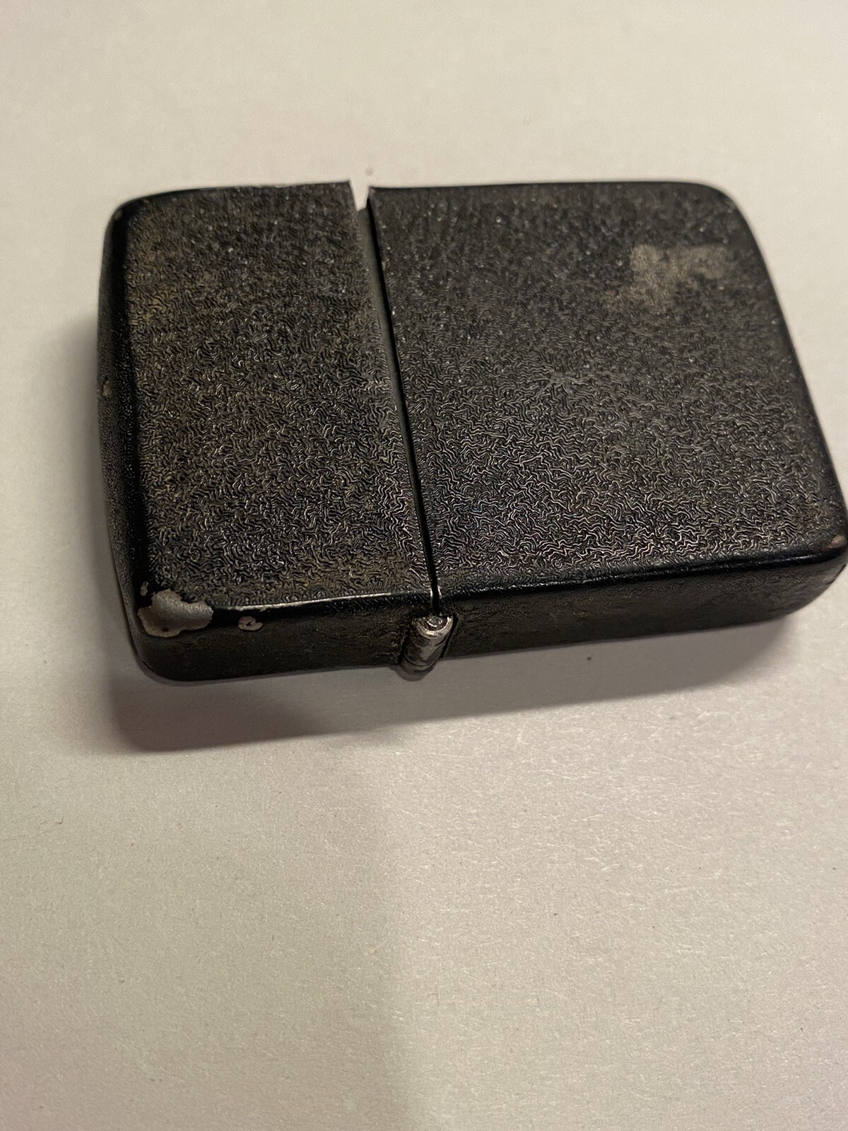 Vintage WW2 Black Crackle Zippo Lighter 3 Barrel 1940s 14 Hole Insert