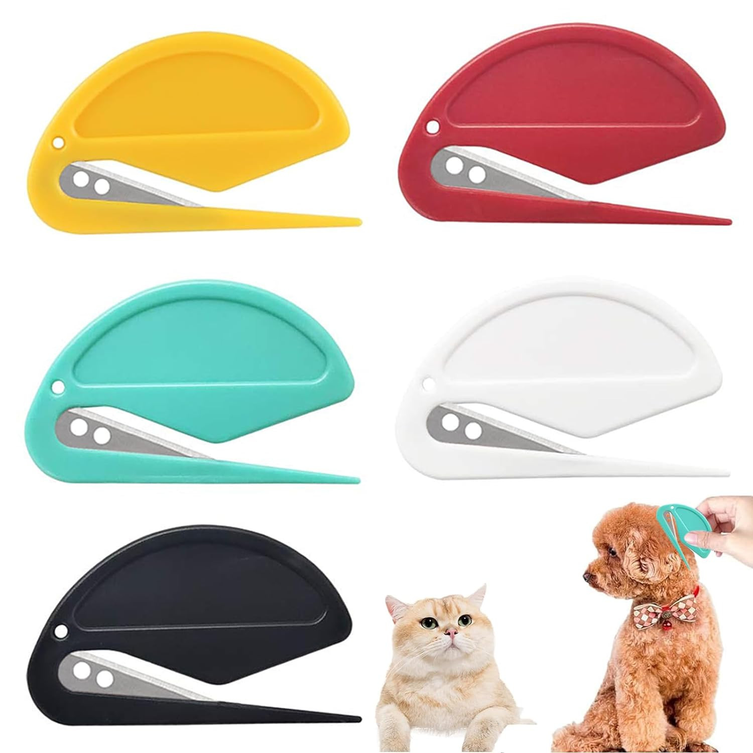 Pet Grooming Tool - 5Pcs Knotting Comb for Detangling and Removing Hair Knots in