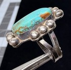 Thick VTN Old Pawn Native American Sterling High Grade Turquoise Ring sz7.75 — photo 4