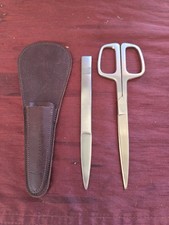 Solingen Germany Letter Opener  Scissors Set with Leather Case Vintage 