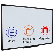 Large Magnetic White Board 60" x 48" Wall Mount Dry Erase Board with Pen Tray...