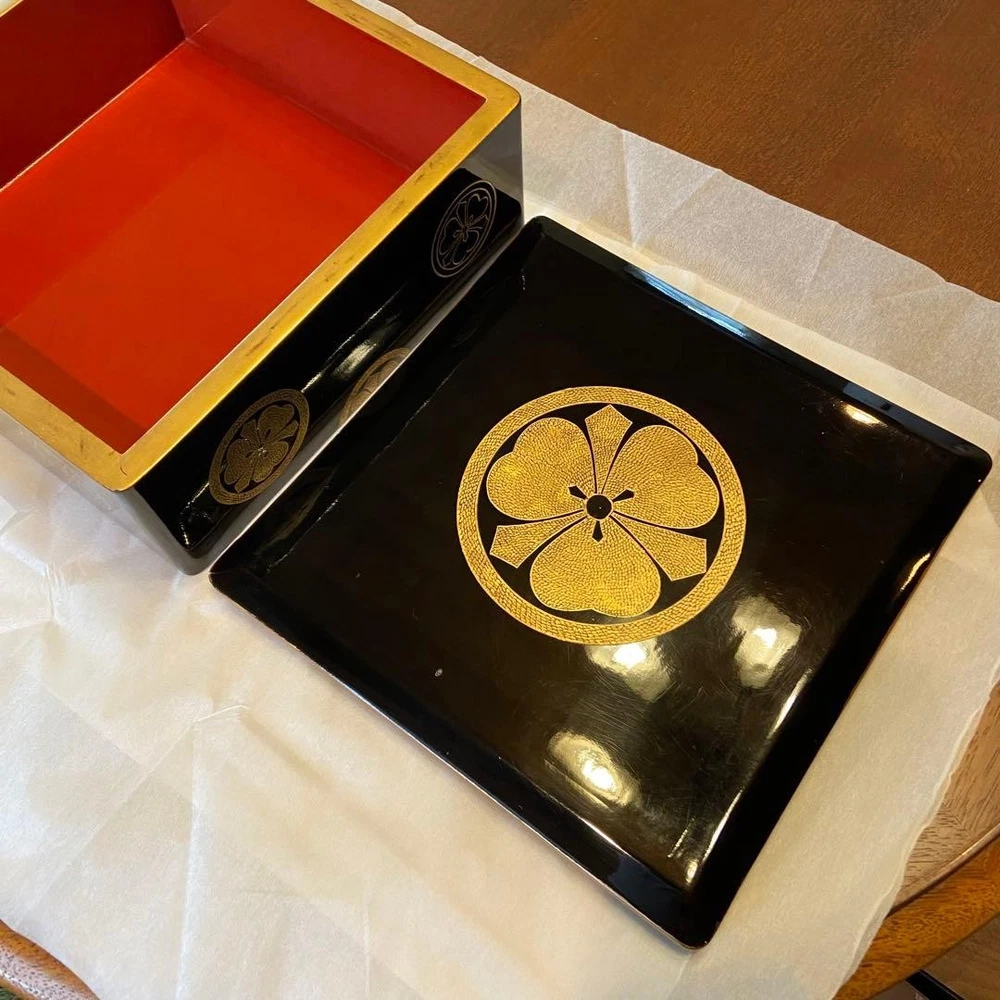 Jubako Bento Box Japanese Wajima lacquer fourtiered box eightsun with fixed cres
