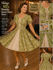 Vintage Western Fashions Prairie 60s Square Dance Twirl Dress Tem Tex Rockabilly