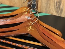 Lot of 5 Vintage Tom James Wooden Hangers Pants Blazers Excellent Conditon