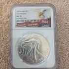 2024(W)  SILVER EAGLE FIRST RELEASES NGC MS70-STRUCK AT WEST POINT