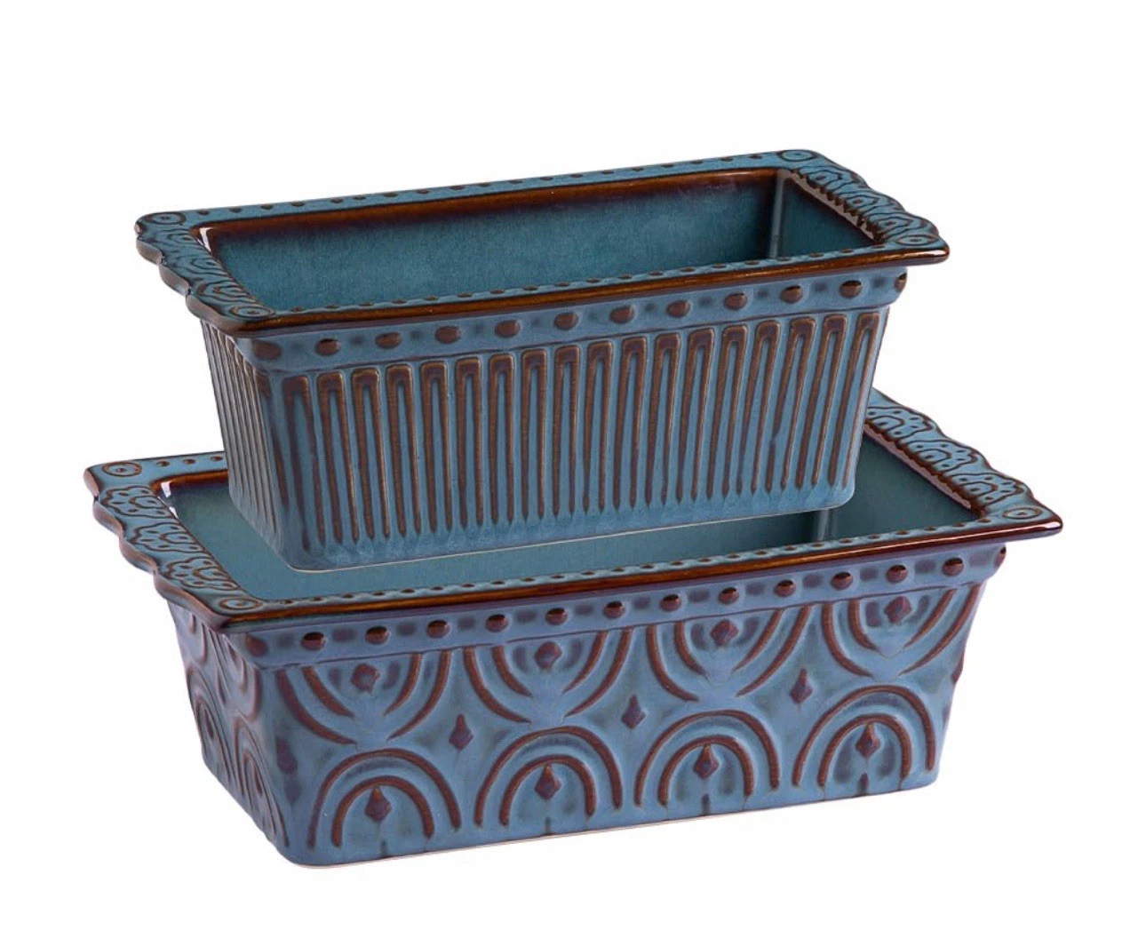 Sweejar Blue Ceramic Baking Bread Loaf Pan, 9.3x5.3 Inch Rectangular Baking Pan