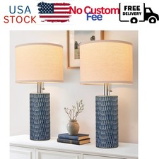 20.5" Modern Ceramic Table Lamps for Bedroom Set of 2, Bedside Lamps for Nigh...