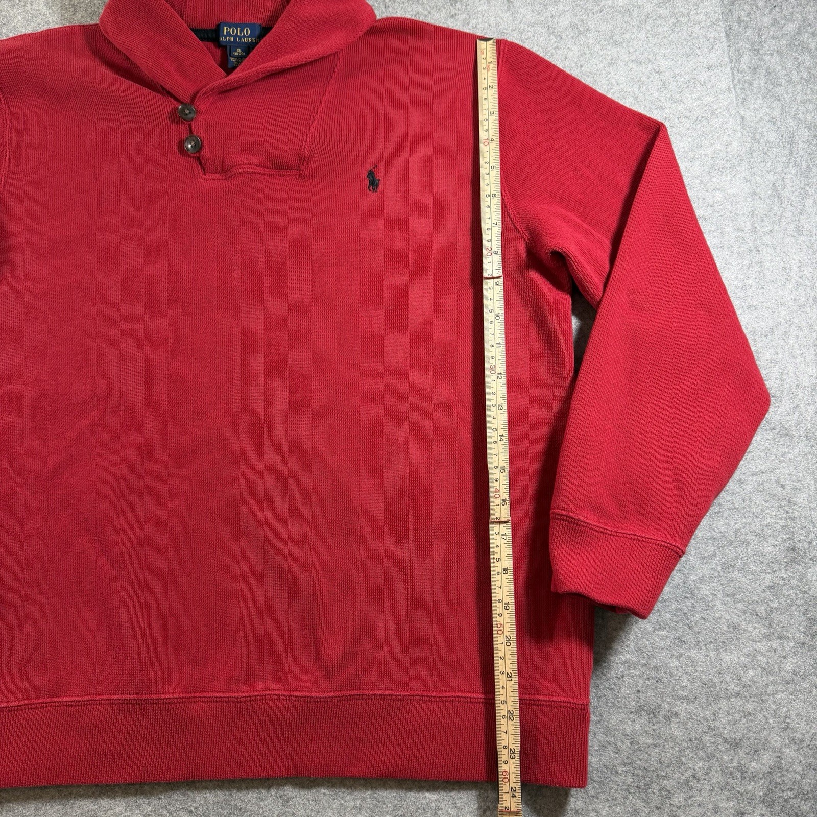 Polo Ralph Lauren Sweater Mens S Red Shawl Fisherman Collar Knit Pullover LS thumbnail 6