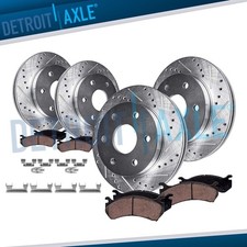 Front Rear Drilled Rotors Brake pads for GMC Yukon XL 1500 Chevy Suburban 1500