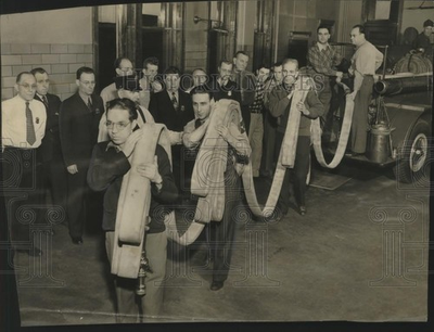 #ad #ad 1947 Press Photo Milwaukee firemen demonstrate the quot;laying out the hosequot; $24.99