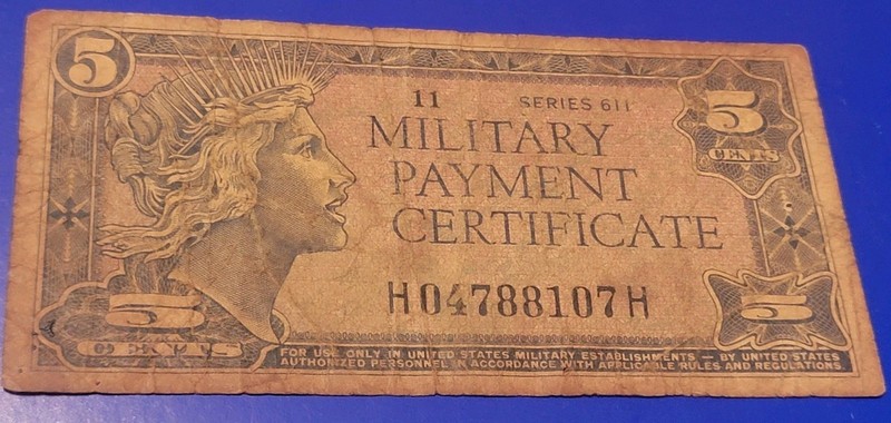 Series 611 5c U.S. Military Payment Certificate #11