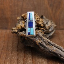 Sterling Silver Turquoise and Lapis Lazuli Inlay Ring Size 6.75