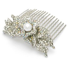 Hand Made Hair Jewelry Elaborate Pearl swarovski crystal Flower Hair Bridal Comb