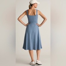 Quince Flowknit Breeze Fit & Flare Dress Heather Sky Blue Midi Casual Small
