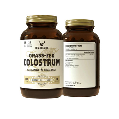 Heart & Soil 100% Grass Fed Colostrum Supplement 3000mg 180 Capsules exp 2028