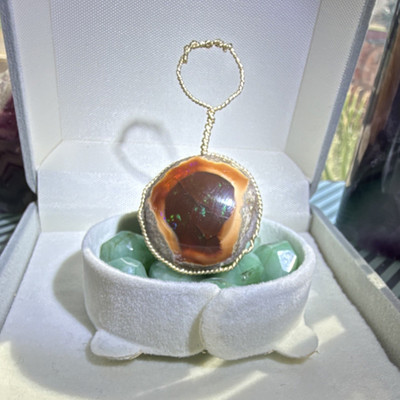 Chocolate opal Asymmetrical Pendant with 14k GF Wire Setting, Gemstone Charm