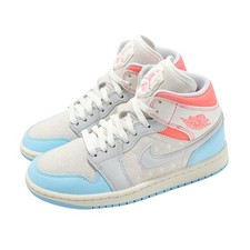 Image of Nike Wmns Air Jordan 1 Mid AJ1 Sail Hot Lava Blue Chill Women Casual IM7420-133