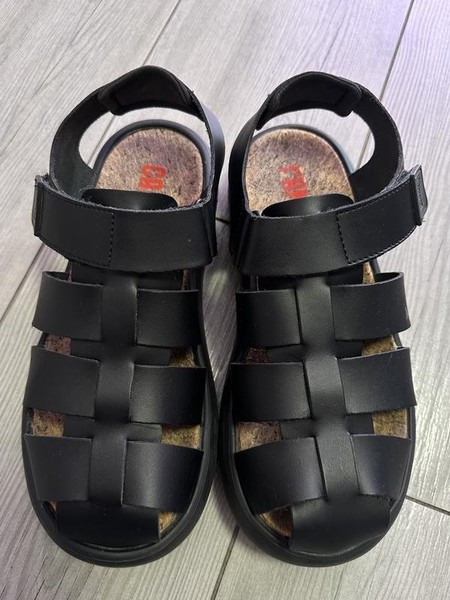 Men Camper Sandals Black Leather 42