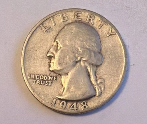 1948 Washington Quarter VF 25c U.S. coin 90% silver raw circulated KM 164
