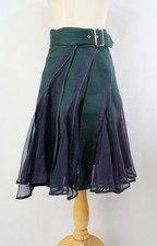 Authentic Sacai Sheer Green/Navy Skirt Size1 414 0007