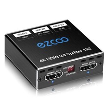Ezcoo HDMI Splitter 4K 60Hz 1x2 1080P 120Hz HDCP HDR 18Gbps UHD D-olby Vision