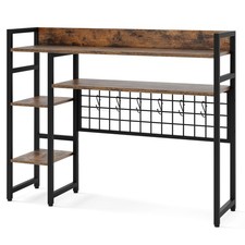 Desk Shelf w/Storage Grid Countertop Hutch for Computer Monitors Brown