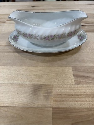 Vintage Teahouse Rose ''The Danisco Collection'' Gravy Boat & Attached Underplate