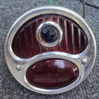 Vintage Stainless Red Blue Clear Glass Chopper Bobber Tail Light Harley Knuckle