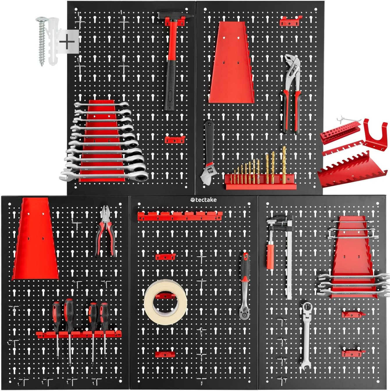Set Pannello Porta Attrezzi 5 Moduli 43 Ganci Organizer Fai-da-te