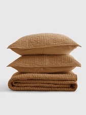 Quince European Linen Cotton Stitch Quilt Set King Terracotta NWOT Open Box