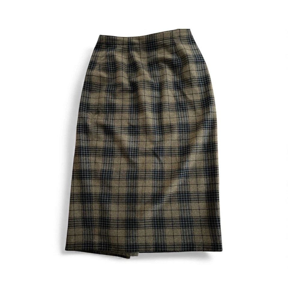 Maxi Falda Liz Claiborne A Cuadros Mezcla Lana Flecos Forrada Talla 16 Clásica LEER Foto 2 de 4